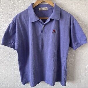 Vintage Gucci GG Polo 80s Short Sleeve Shirt Purple Made In Italy Original